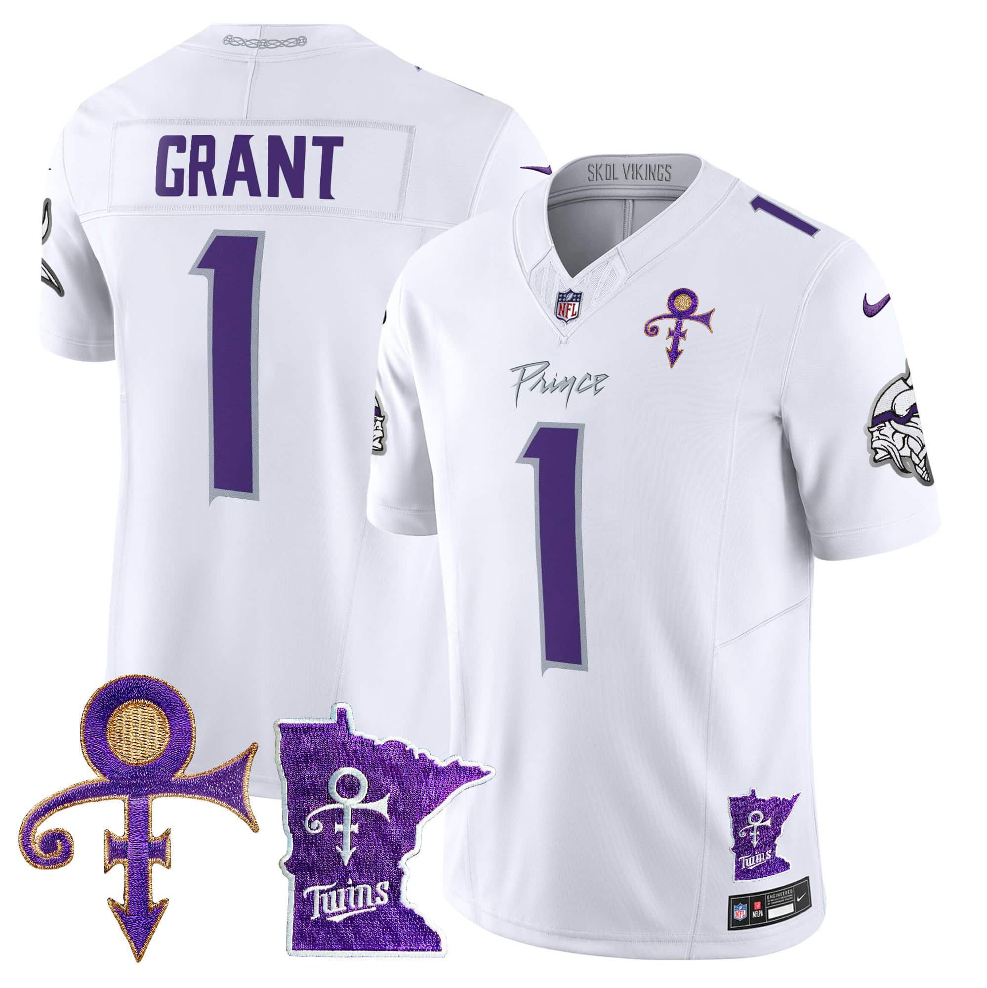 Men Minnesota Vikings #1 Grant White 2024 Nike Prince Vapor Limited NFL Jersey